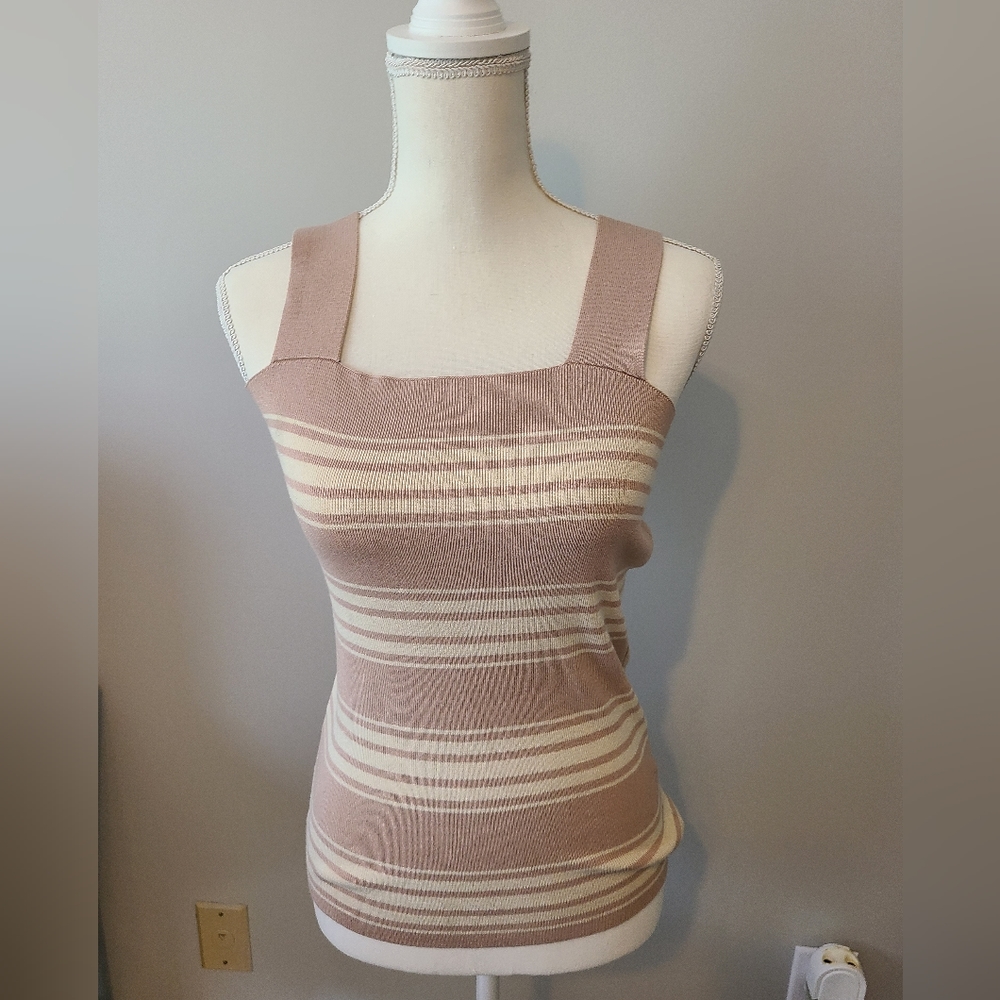 Heartloom Pink and Cream Striped Knit Tank Top